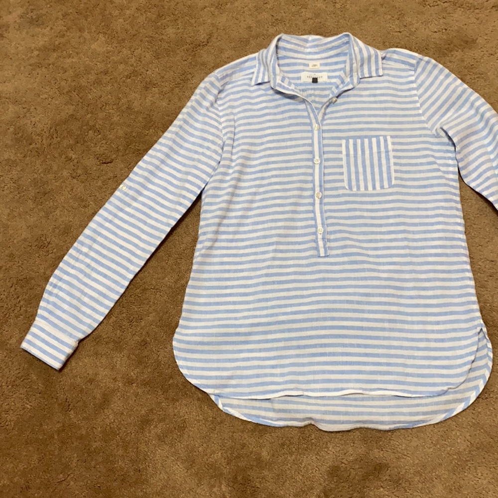 Loft Button Down Collared Striped Shirt - image 6